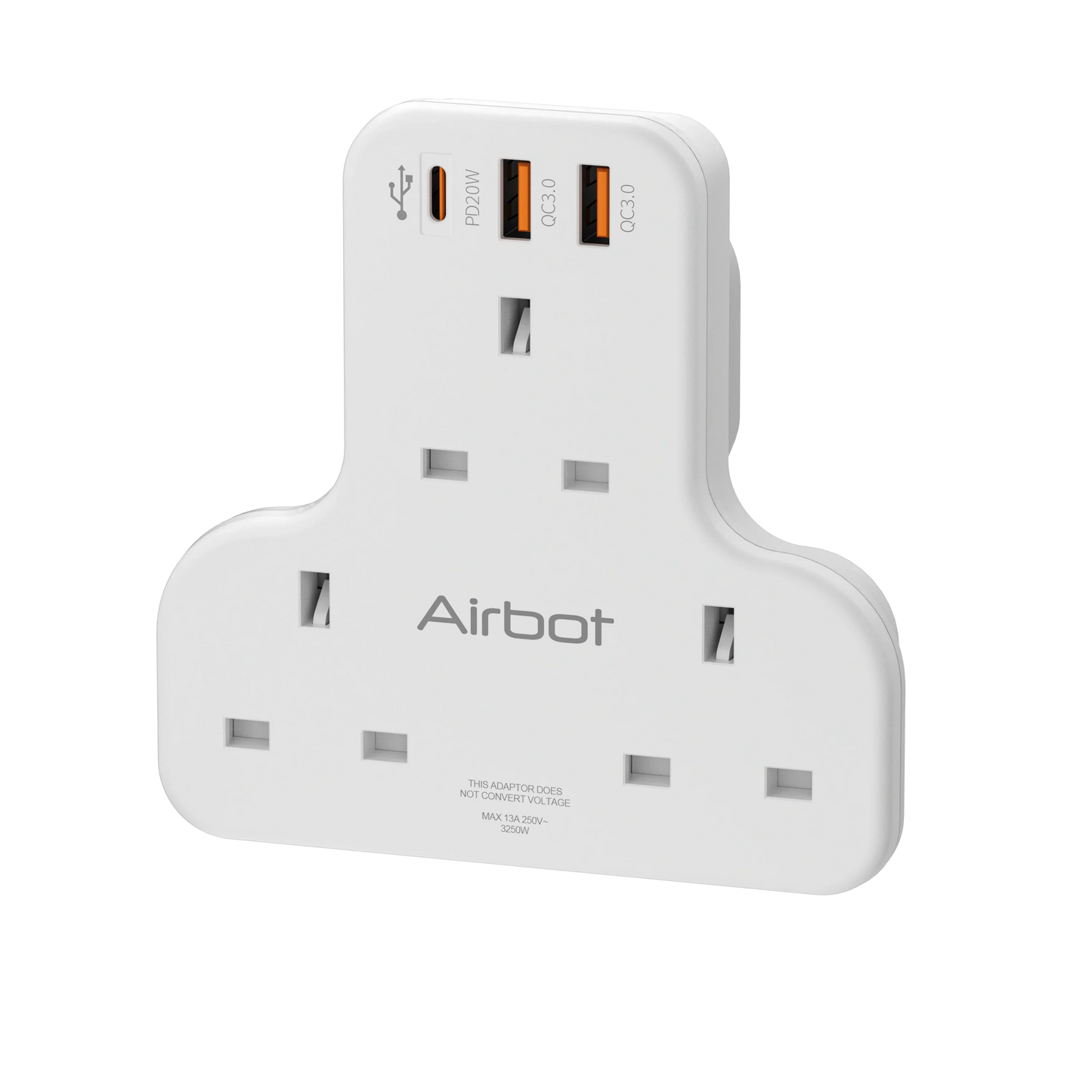 Airbot 3C-PD Multi Extension Socket 3250W 3 Way Socket Multi Power Adaptor with USB + Type-C PD
