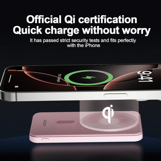 Airbot SingaporePower Bank 5000mAh with Magnetic Wireless ChargingPB5000 - Light Pink