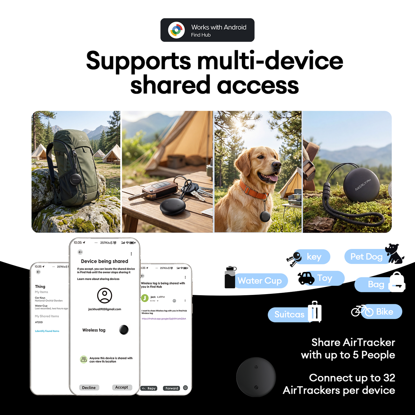 Airbot Anergy Tracker Tag AT20D Find Hub Adroid