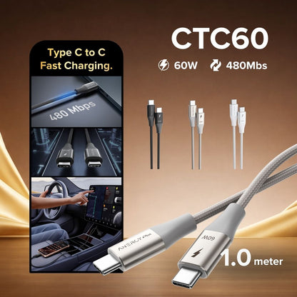 Airbot CTC60 Fast Charging Cable 60W Type-C To Type-C