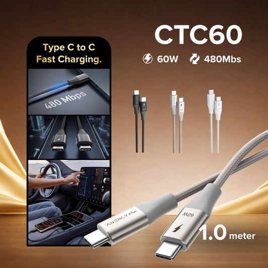 Airbot CTC60 Fast Charging Cable 60W Type-C To Type-C
