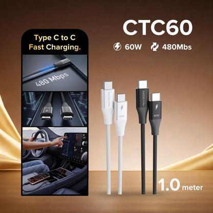 Airbot CTC60 Fast Charging Cable 60W Type-C To Type-C