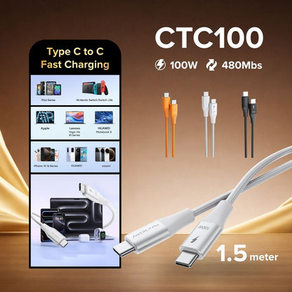 Airbot CTC100 | Fast Charging Cable 100W Type-C To Type-C