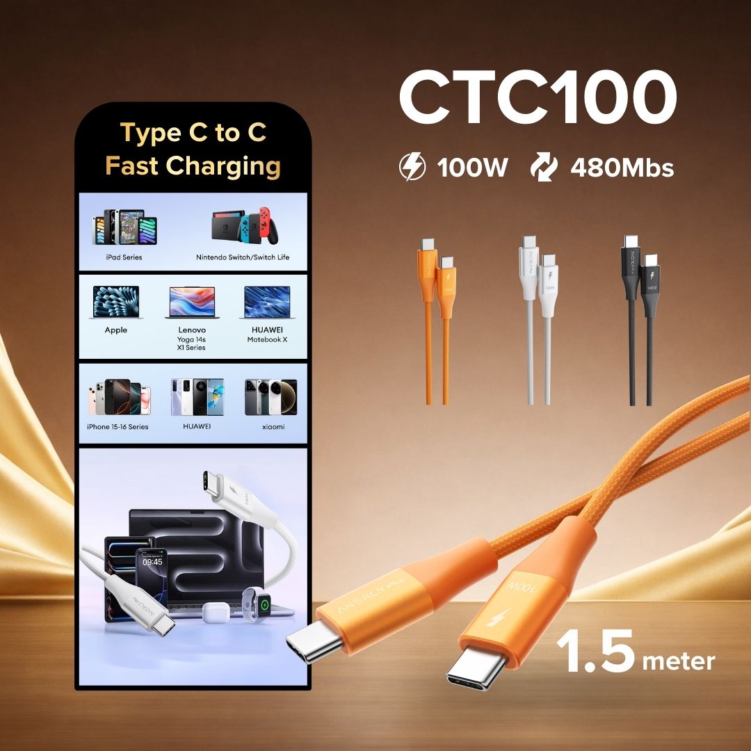 Airbot CTC100 | Fast Charging Cable 100W Type-C To Type-C