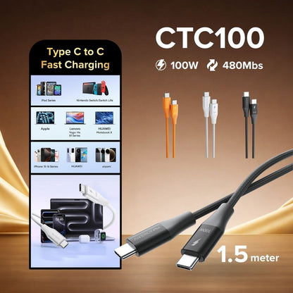 Airbot CTC100 | Fast Charging Cable 100W Type-C To Type-C
