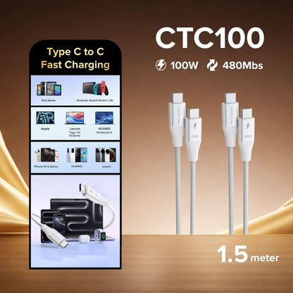 Airbot CTC100 | Fast Charging Cable 100W Type-C To Type-C