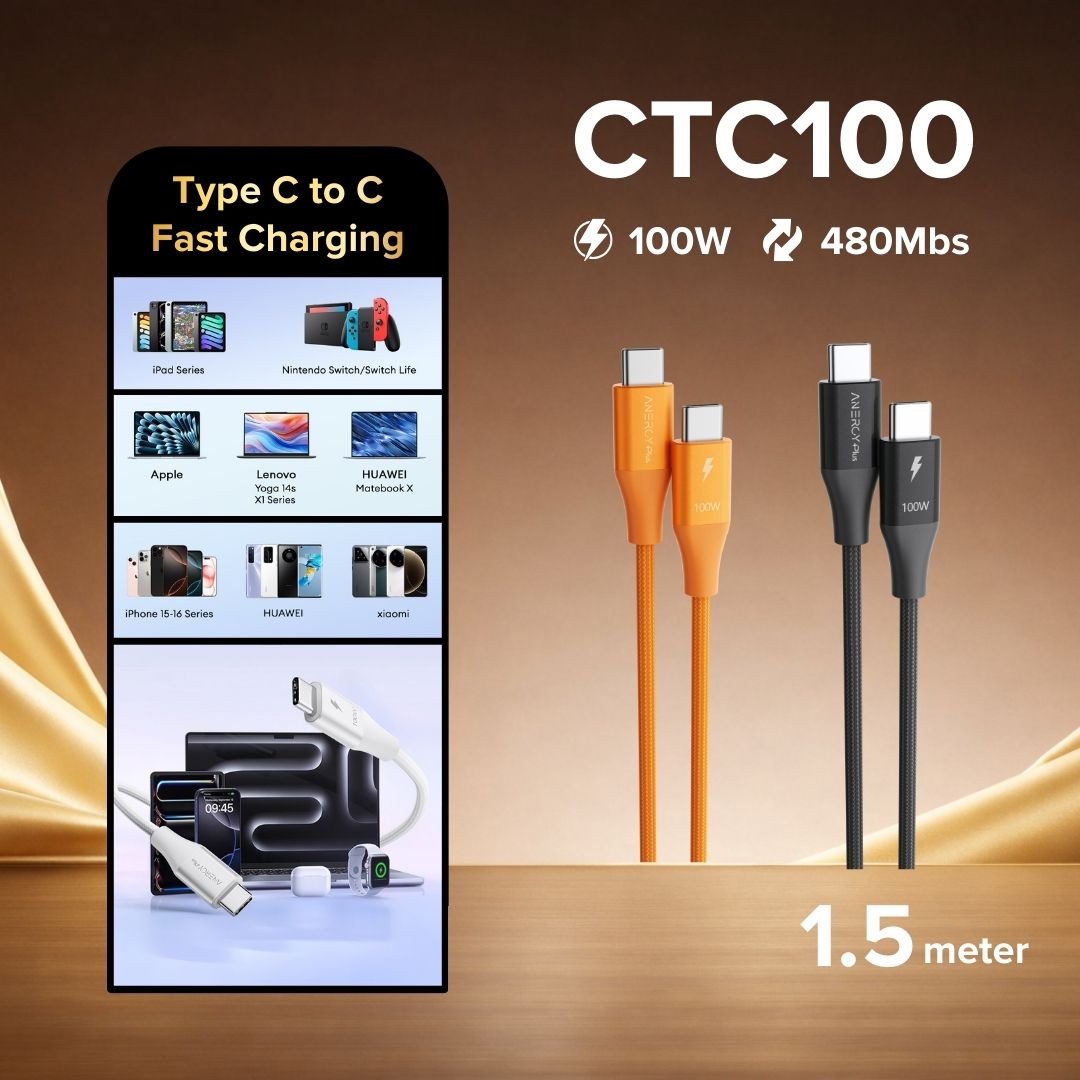 Airbot CTC100 | Fast Charging Cable 100W Type-C To Type-C