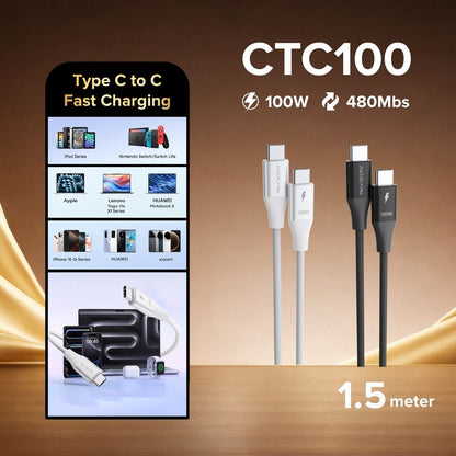 Airbot CTC100 | Fast Charging Cable 100W Type-C To Type-C