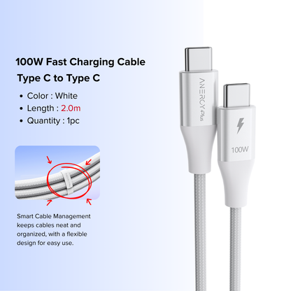 Airbot CTC100 | Fast Charging Cable 100W Type-C To Type-C