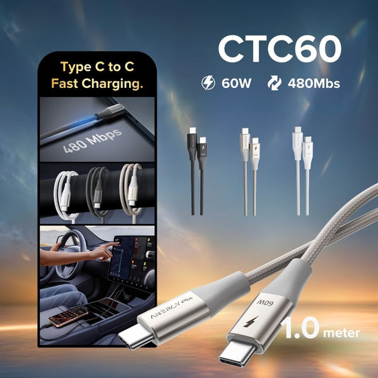 Airbot CTC60 Fast Charging Cable 60W Type-C To Type-C