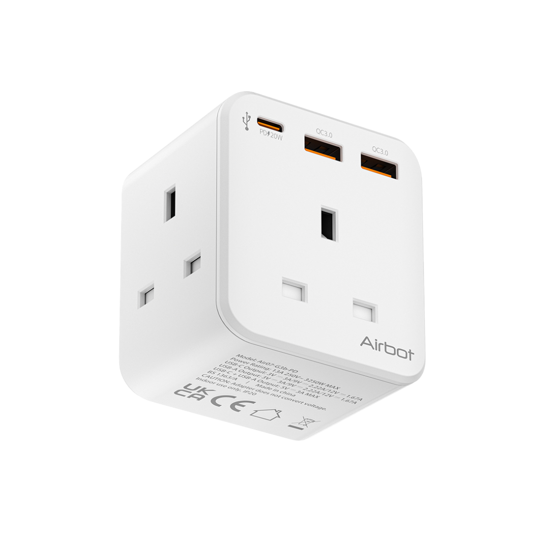 Airbot 3B-PD Extension Socket 3250W 3 Outlets Socket Multi Power Adaptor with USB + Type-C PD