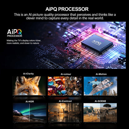 4K QLED Google TV Singapore featuring AiPQ processor enhancing color, clarity, motion, HDR, contrast, and scene details