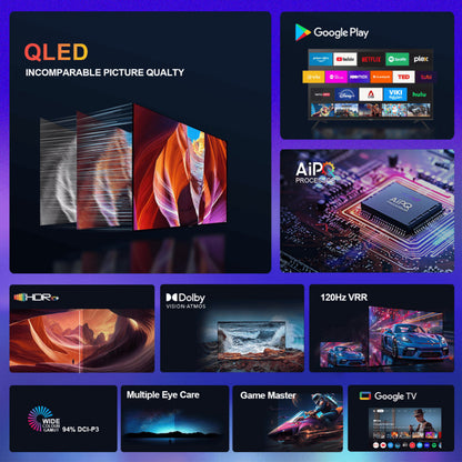 Airbot Singapore 4K QLED Google TV Singapore with AI processor HDR Dolby Vision 120Hz VRR and wide color gamut