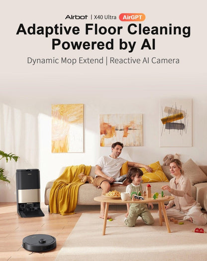 Airbot X40 Ultra AI robot vacuum Singapore with dynamic mop extend and reactive AI camera features