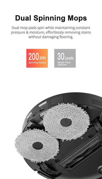 Airbot AI robot vacuum Singapore featuring dual spinning mops for effective stain removal on any flooring