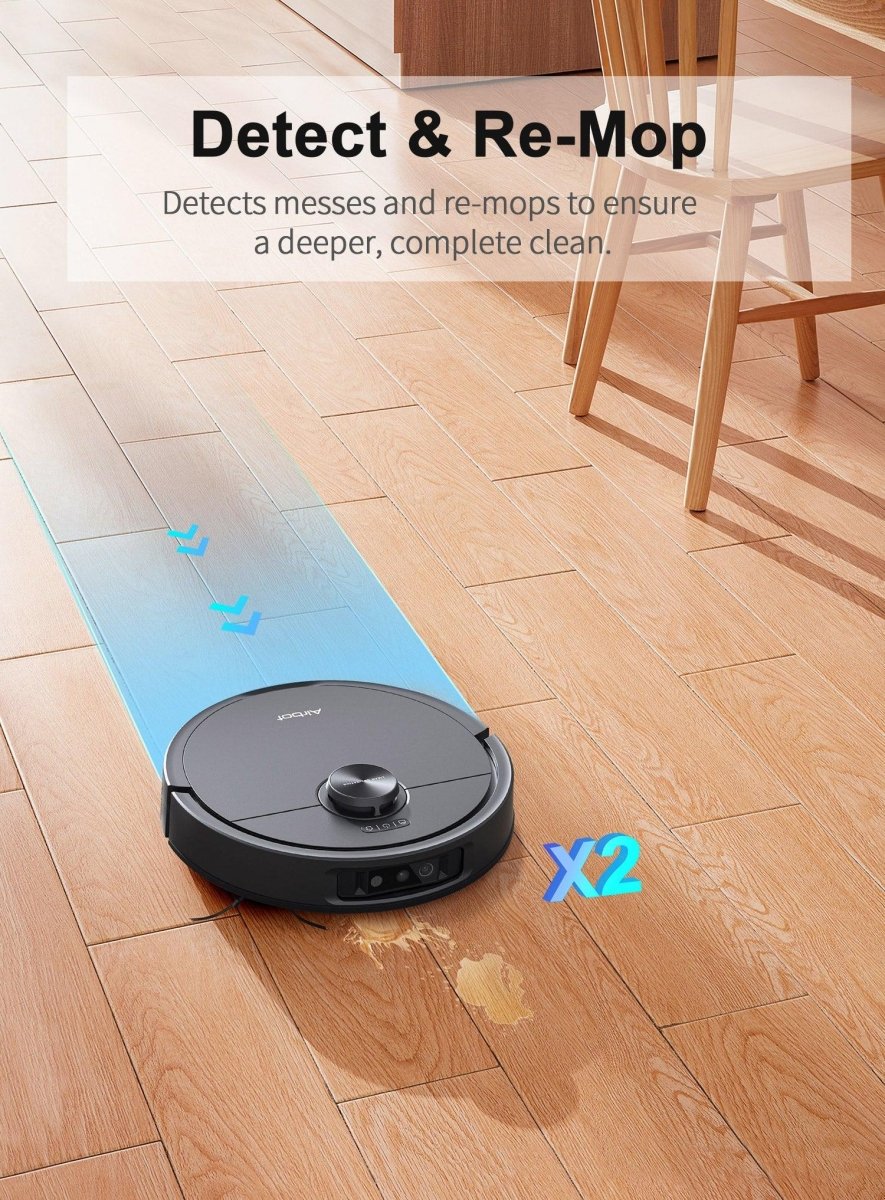 Airbot AI robot vacuum Singapore with detect and re-mop feature for a deeper clean