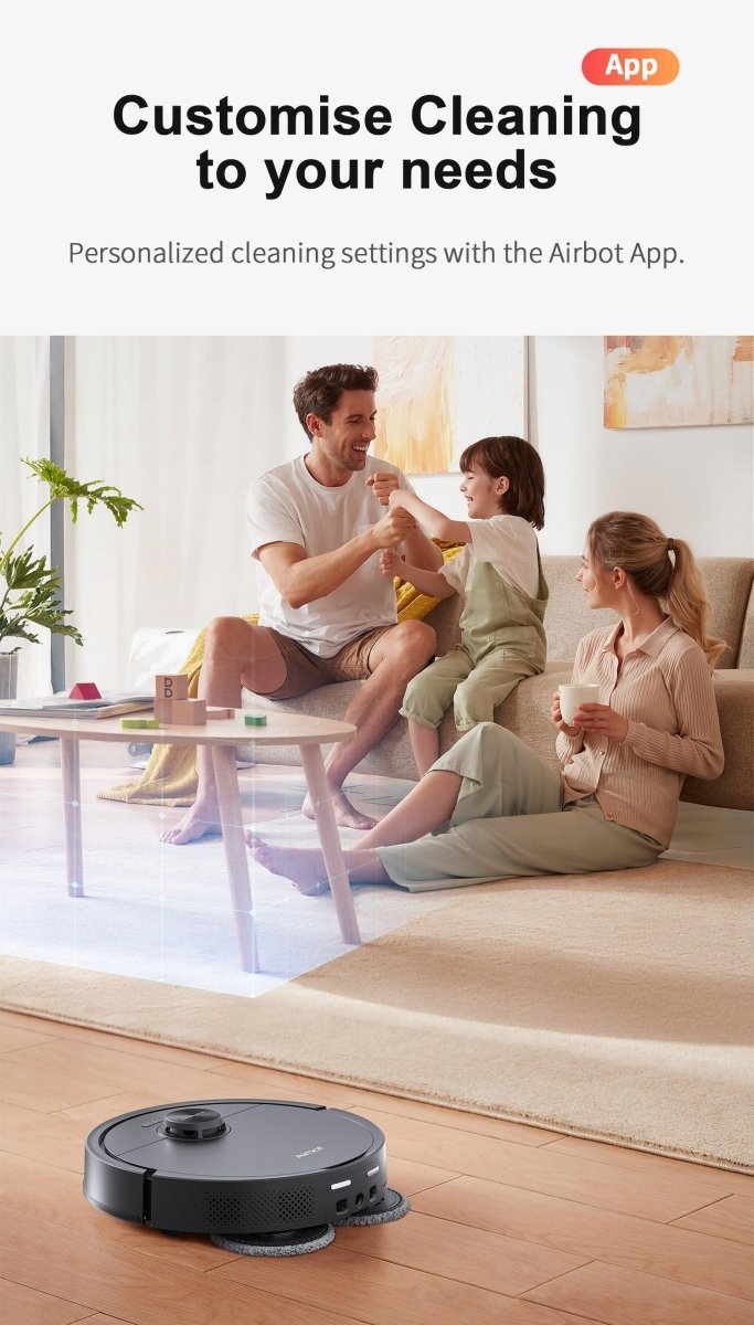 Airbot AI robot vacuum Singapore with customizable cleaning settings via the Airbot App