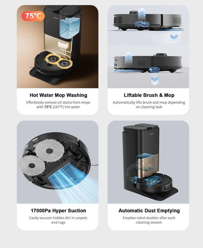 Airbot AI robot vacuum Singapore with hot water mop, liftable brush, and automatic dust emptying