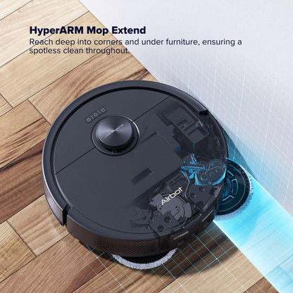 Airbot AI robot vacuum Singapore with HyperARM Mop Extend for deep cleaning under furniture
