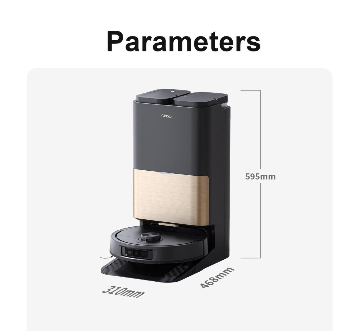 Airbot AI robot vacuum Singapore with sleek design and compact dimensions for efficient cleaning