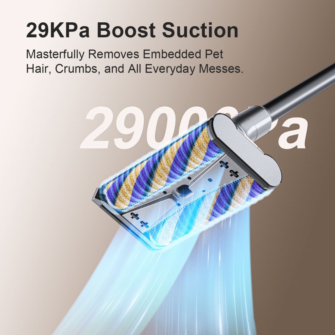 Airbot Swift Dual Roller vacuum cordless cleaner head with 29KPa powerful suction removing pet hair and crumbs