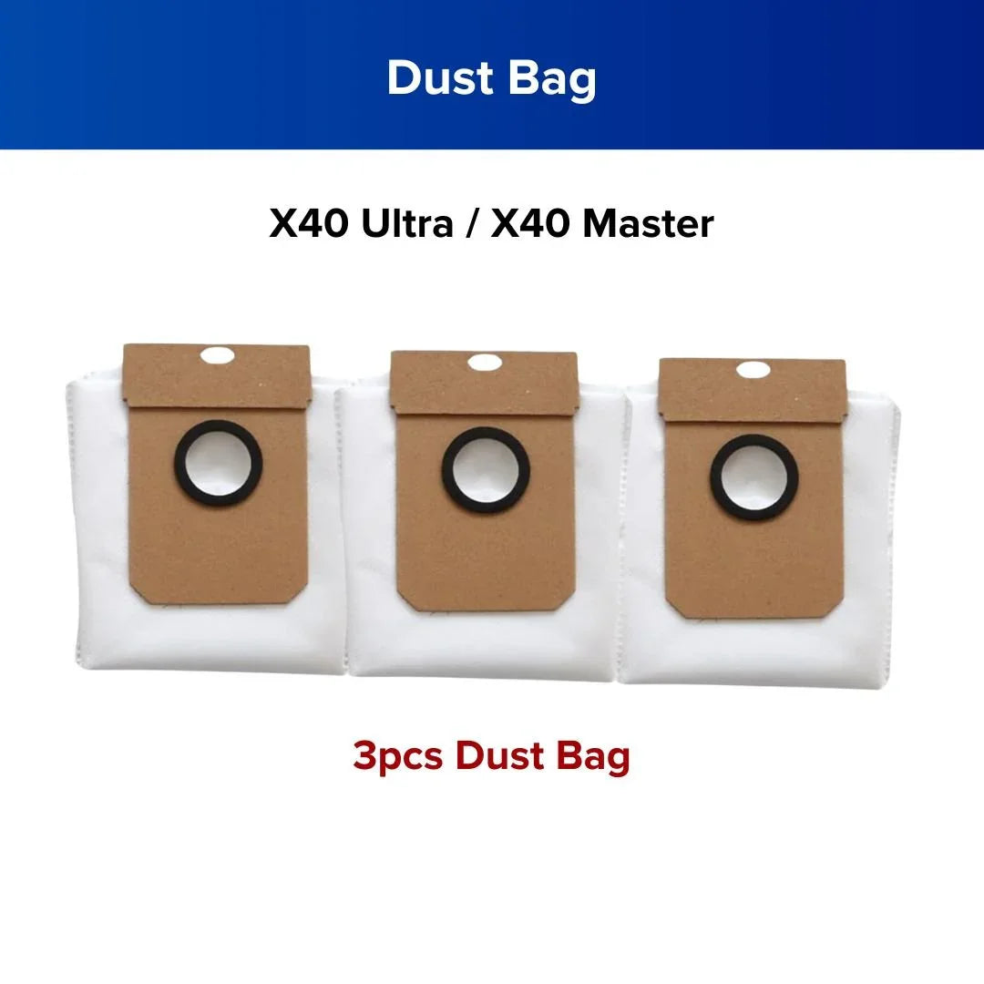 Pack of 3 dust bags compatible with X40 vacuum parts for efficient dirt collection