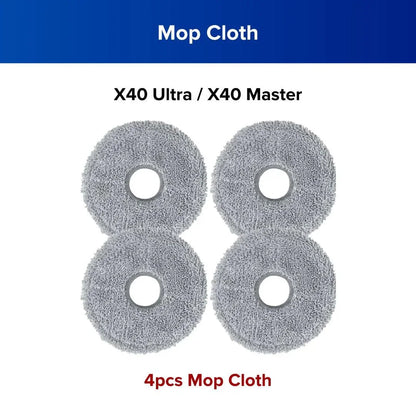 X40 vacuum parts including 4pcs mop cloths designed for X40 Ultra and X40 Master models