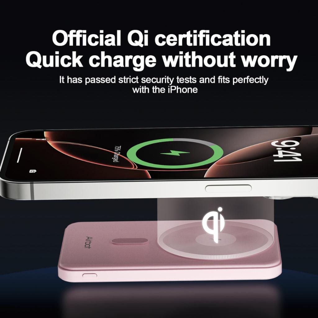 Airbot SingaporePower Bank 5000mAh with Magnetic Wireless ChargingPB5000 - Light Pink