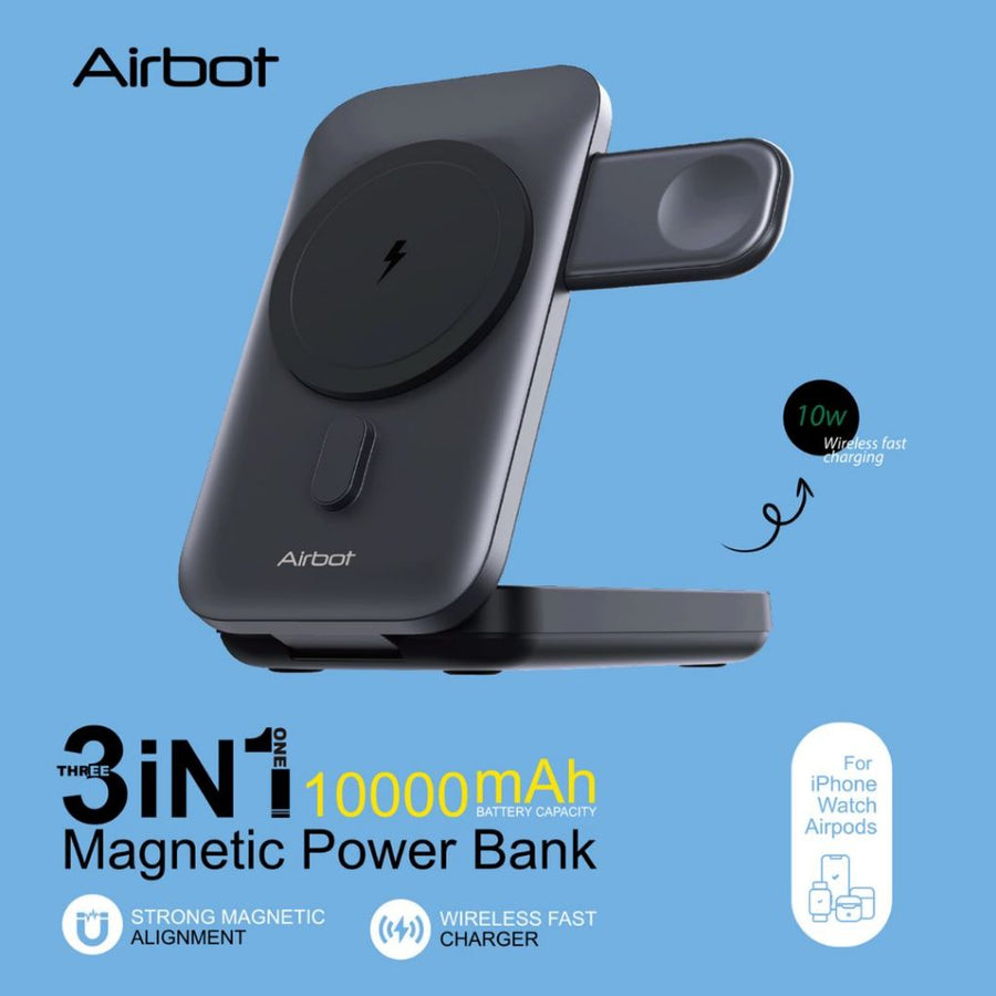 Airbot Power Bank 10000mAh with Magnetic Wireless Fast Charging Auto-Charge Support Wired Charging