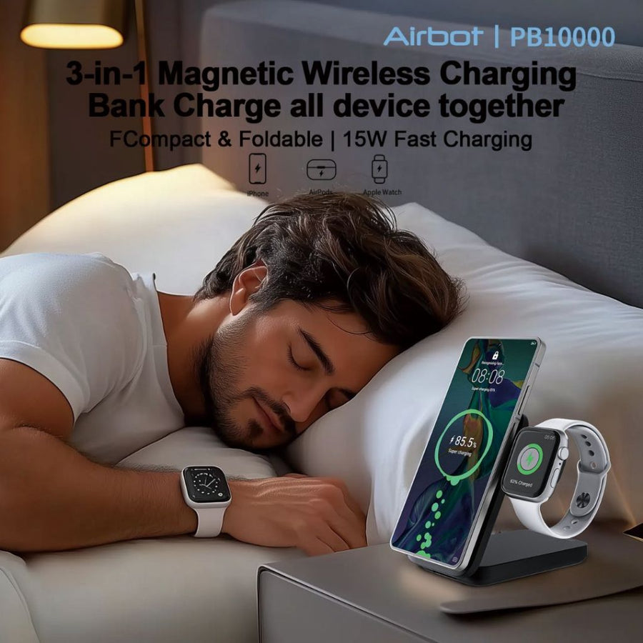 Airbot Power Bank 10000mAh with Magnetic Wireless Fast Charging Auto-Charge Support Wired Charging