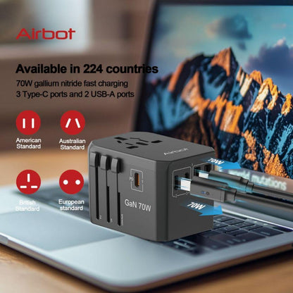 Airbot SingaporeAirbot 305MAX Universal Travel Adapter 70W International Worldwide Multi Adapter with USB + Type - C PDAir - 305 MAX