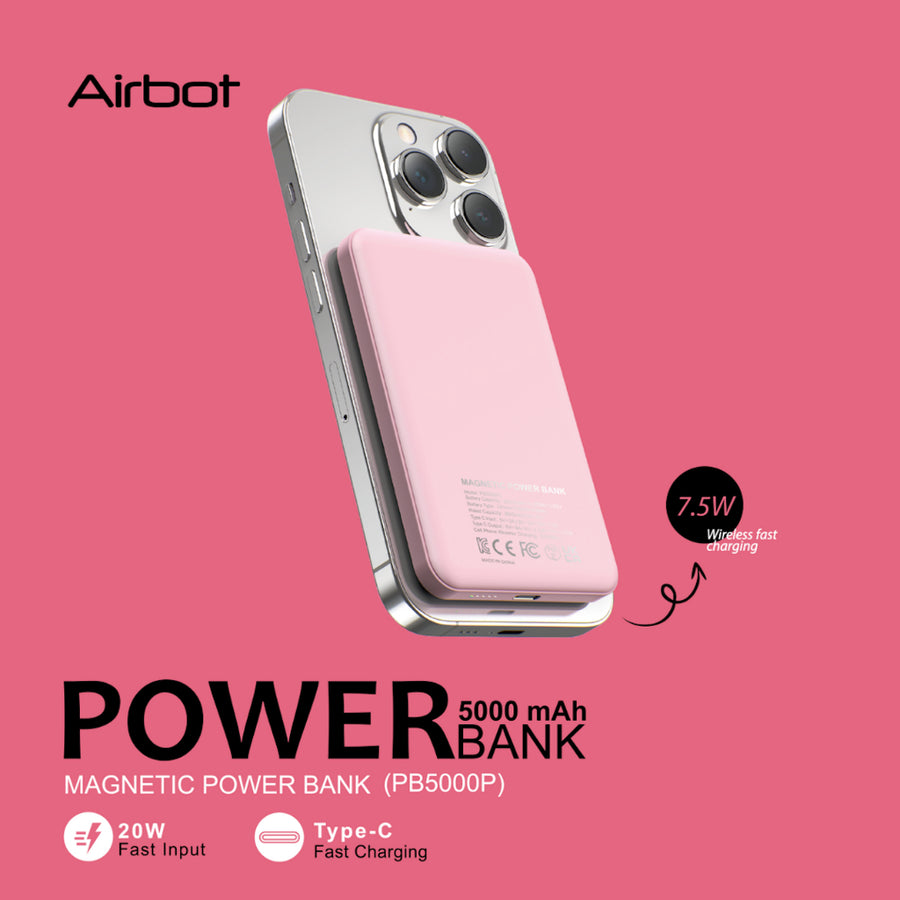 Airbot Power Bank 5000mAh with Magnetic Wireless Fast Charging Auto-Charge Support Wired Charging