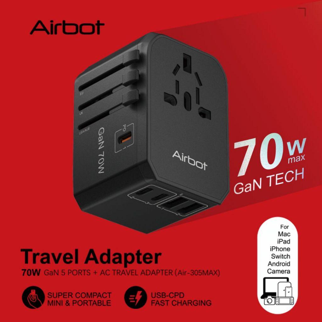 Airbot SingaporeAirbot 305MAX Universal Travel Adapter 70W International Worldwide Multi Adapter with USB + Type - C PDAir - 305 MAX