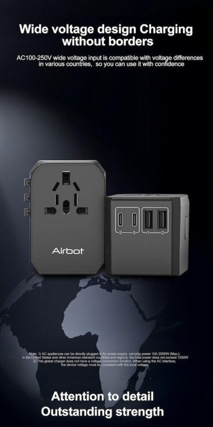 Airbot SingaporeAirbot 305MAX Universal Travel Adapter 70W International Worldwide Multi Adapter with USB + Type - C PDAir - 305 MAX