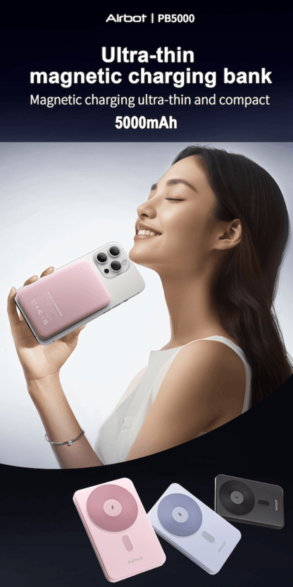 Airbot SingaporePower Bank 5000mAh with Magnetic Wireless ChargingPB5000 - Black