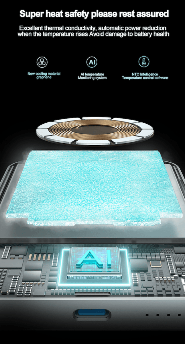 Airbot SingaporePower Bank 5000mAh with Magnetic Wireless ChargingPB5000 - Black