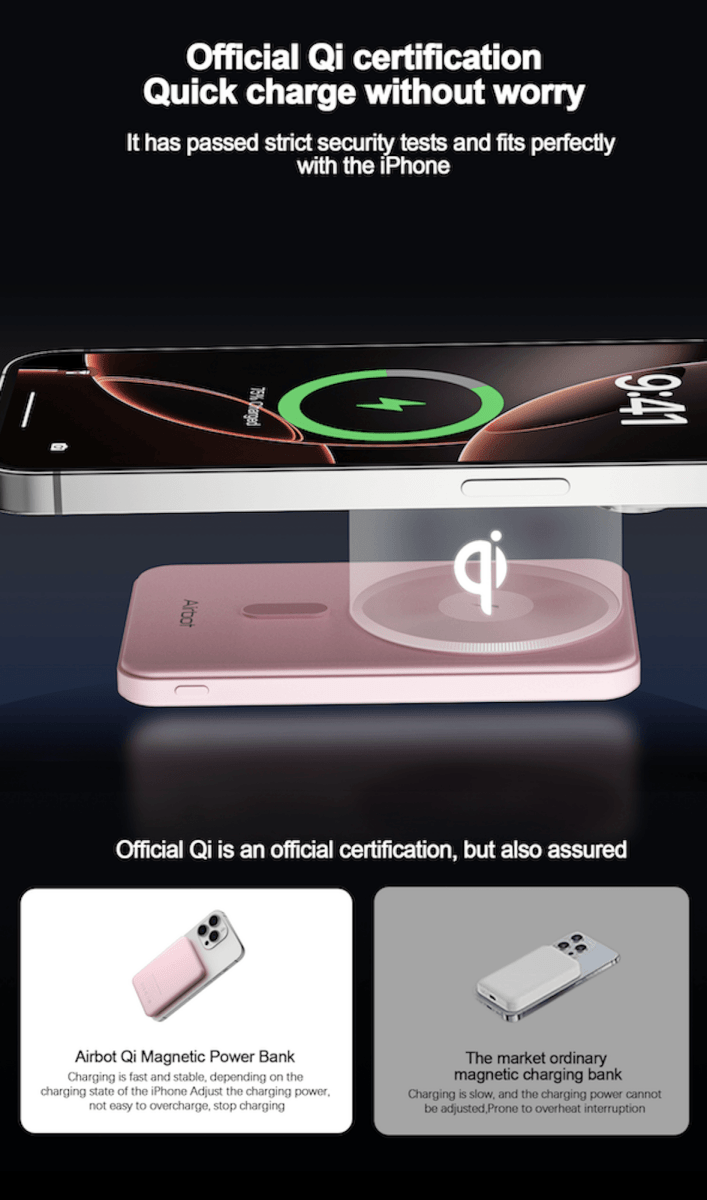 Airbot SingaporePower Bank 5000mAh with Magnetic Wireless ChargingPB5000 - Black