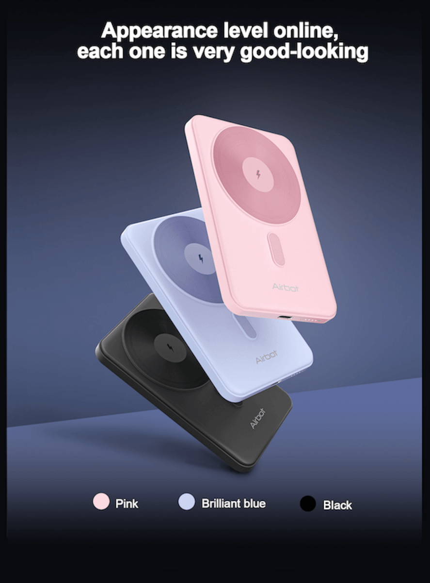 Airbot SingaporePower Bank 5000mAh with Magnetic Wireless ChargingPB5000 - Black