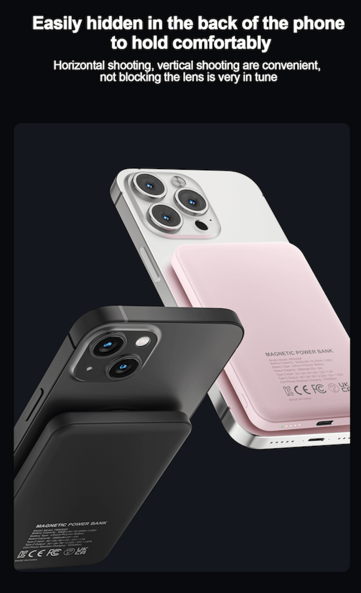 Airbot SingaporePower Bank 5000mAh with Magnetic Wireless ChargingPB5000 - Black