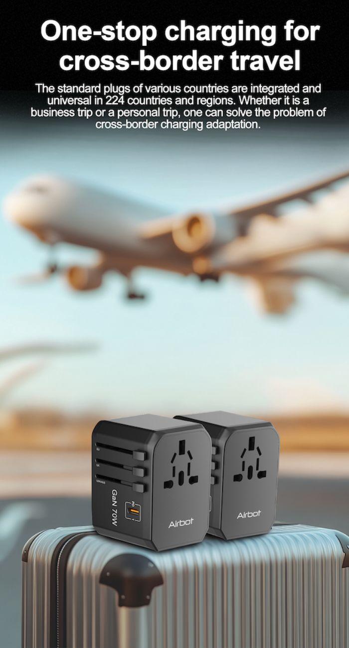 Airbot SingaporeAirbot 305MAX Universal Travel Adapter 70W International Worldwide Multi Adapter with USB + Type - C PDAir - 305 MAX