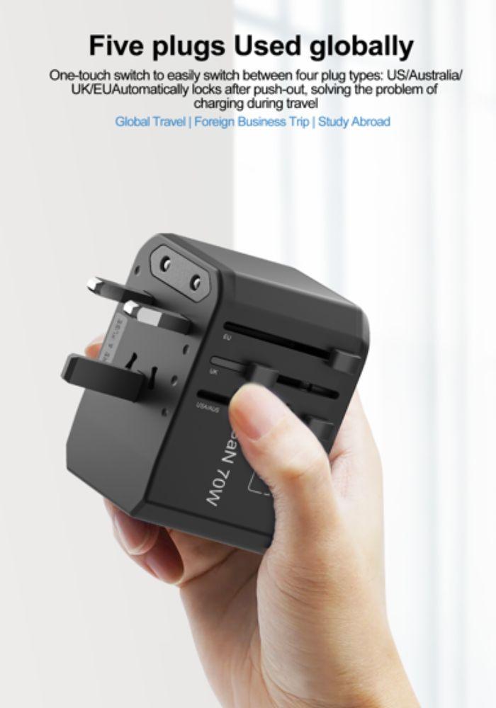 Airbot SingaporeAirbot 305MAX Universal Travel Adapter 70W International Worldwide Multi Adapter with USB + Type - C PDAir - 305 MAX