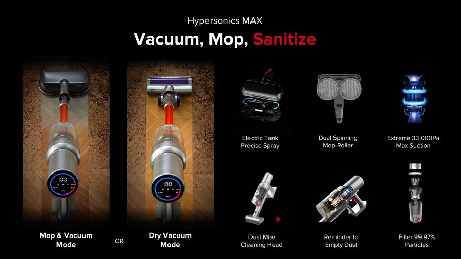 [Ready Stock] Airbot Hypersonics MAX 33000Pa Vacuum Mop Auto Speed